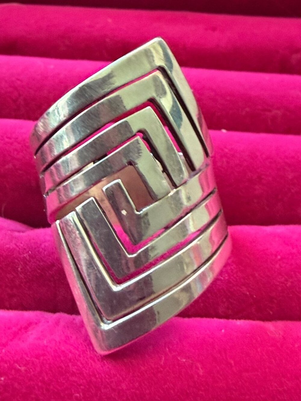 Sterling Silver Geometric Statement Ring Size 10